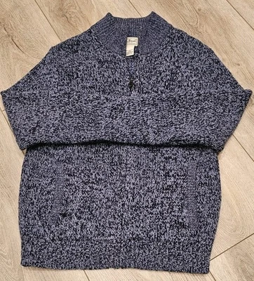 Suéter De Colección LL Bean 1/4 Cremallera Azul Marino 100% Lana de Cordero Clásico Exterior Pescador Años 90 S Foto 1 de 4