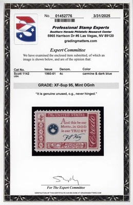 US #1142 | Mint NH | Extra Fine/Superb | PSE Cert - Image 1 of 3