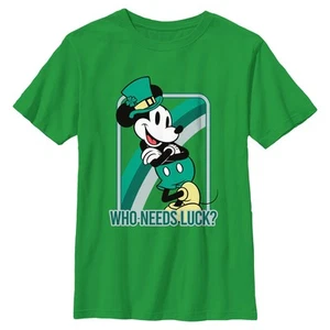 Boy's Mickey & Friends Who Needs Luck? T-Shirt - Picture 1 of 4