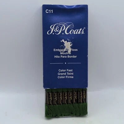 Box of 24 Skeins J. & P. Coats Idk Forest Green #6258 Embroidery Floss C11 - Image 1 of 4