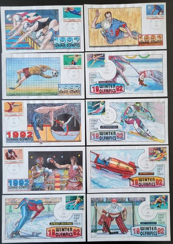 US FDC Collins Scott # 2611-2615/2637-2641  - 1992 Olympics - Set of 10 Covers Cover