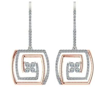 Dangle Chandelier Earrings Diamond SI1 G 1.80 Carat 14K White Gold Appraisal - Image 1 of 4