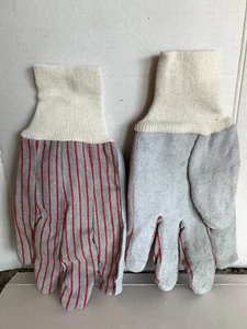NUOVI guanti da lavoro in pelle scamosciata resistente palmo taglia L tela grigio rosso gessato - Foto 1 di 7