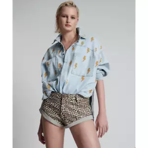 NWT - ONE TEASPOON - Leopard Print Leather Low Waist Bandits - Size 25 - Picture 1 of 9