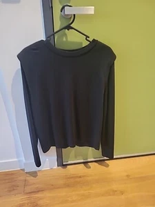 Witchery Women's Top Long Sleeve White Shoulder Pads Size Large Black - Picture 1 of 7