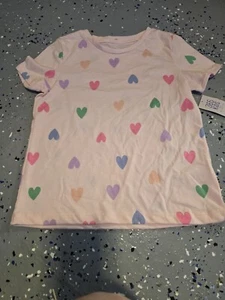 365 Kids Garanimals Girl's Short Sleeve Hearts T Shirt Top Size 7 New - Picture 1 of 3