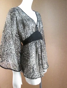 Alythea Katze Print transparent Engelsflügel Bluse Top Gürtel Taille S T841 - Bild 1 von 7