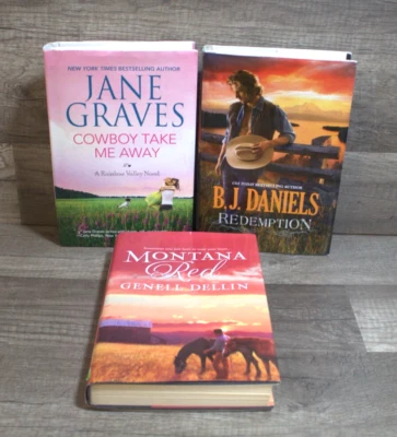 Adult Western Romance Book Lot-Cowboy Take Me Away,Redemption,Montana Red - Imagem 1 de 4