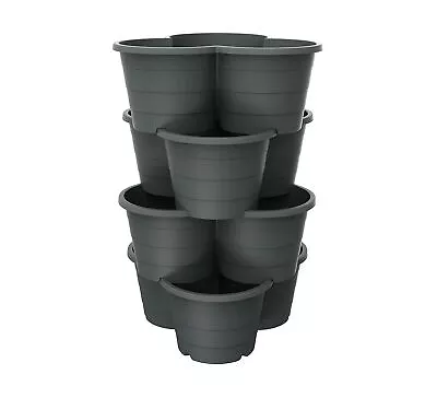 Pflanzturm stapelbar anthrazit Kräutertopf Kartoffelturm Pflanzsäule Blumentopf  - Bild 1 von 4
