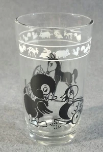 Kraft Swankyswigs Glass Tumbler Black Kiddie Kup Pattern White Border HazelAtlas - Picture 1 of 8
