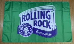 Rolling Rock Beer Sign Flag Banner Logo Advertising Image Mancave Bar - Picture 1 of 7