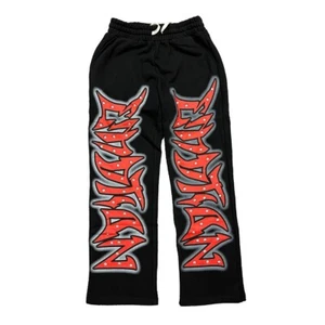 NUEVOS Pantalones de Graffiti Mixed Emotions Negro/ROJO TALLA L - Imagen 1 de 1
