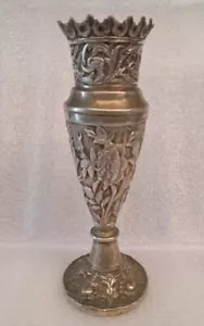 ANTIGUO JARRÓN DE PLATA INDIO PERSA HECHO A MANO FLORES TRABAJO 194GR - Imagen 1 de 12
