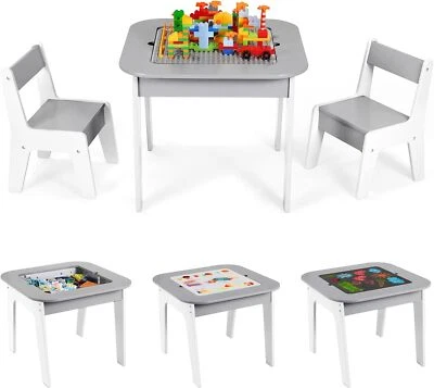 Kids Seating Set with Storage Painting Table Childrens Table with 2 Chairs Childrens Furniture Set - Image 1 of 2