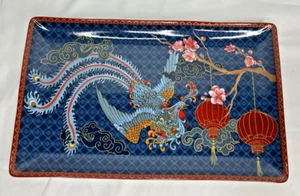 Williams Sonoma Chinese Lunar New Year Platter Tray Blue Bird Phoenix Server 14" - Picture 1 of 5