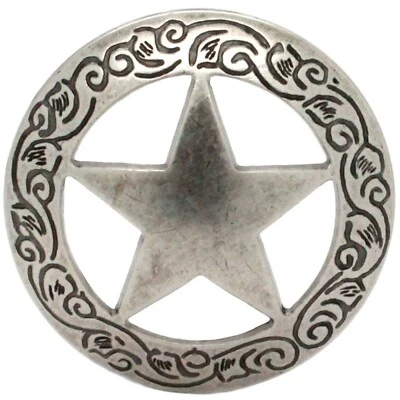 Concho trasero tornillo grabado estrella níquel antiguo 2" 7463-21 Foto 1 de 3