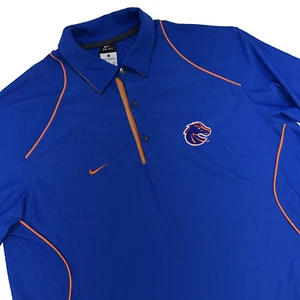 Boise State Nike Dri-Fit Short Sleeve Shirt Polo Shirt Men’s L Blue Orange - Picture 1 of 16