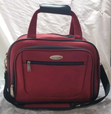 Carry On Luggage Samsonite  Wine-Red Canvas Detachable Shoulder Strap 17x12x7  - Image 1 of 4