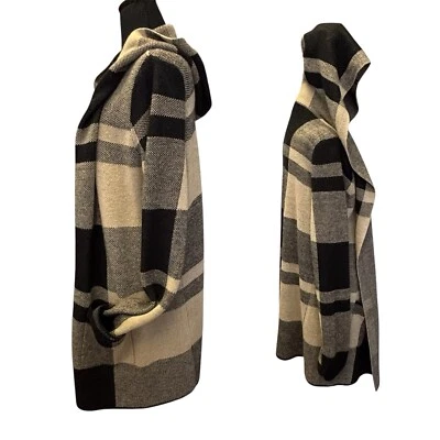 Cárdigan suéter con capucha L para mujer Absolutely Famous tostado y negro Foto 1 de 4