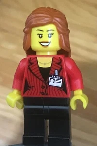 LEGO Female REPORTER - City TV  Weather News Girl Long Hair  Black Legs - Picture 1 of 2