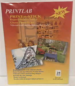 PRINT & STICK Photo Paper Epson Canon HP Premium Glossy Inkjet PrintLab 8.5x11 