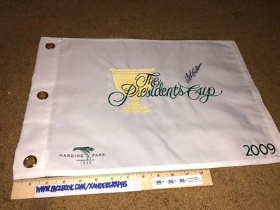 RETIEF GOOSEN SIGNED AUTOGRAPHED PRESIDENTS CUP GOLF PIN FLAG TPA GUARANTEE-COA - Image 1 of 3