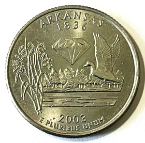 2003-D US Quarter 25 cents Coin Arkansas Mallard Duck Bird Animal Wildlife - Picture 1 of 2