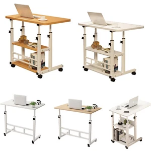 Height Adjustable Small PC Computer Desk Mobile Overbed Table Laptop Stand Shelf - Picture 1 of 20