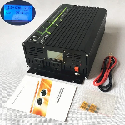 KRXNY Pure Sine Wave Car Power Inverter 1000W peak 2000W 12V/24V to 120V 60Hz US Stock