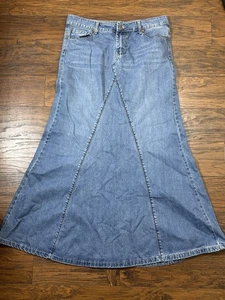 Falda Larga Denim Inherit Jennifer Talla 8 Vaquera Occidental BOHO Línea A Maxi - Imagen 1 de 20