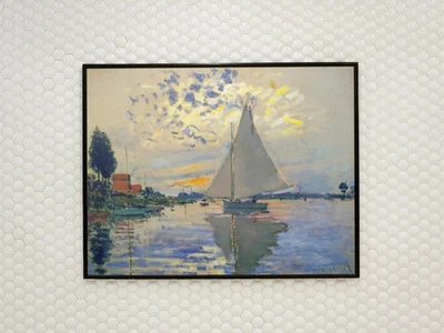 Claude Monet Sailboat Print - Framed Poster - Impressionist Canvas Wall Art - Image 1 of 2