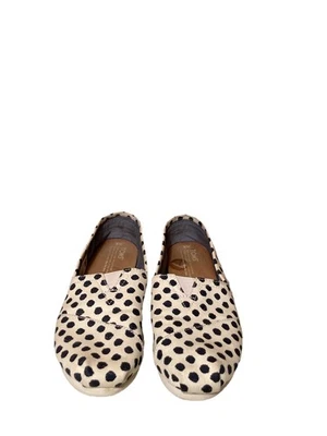 Toms Shoes Womens 9 Wide/Navy Blue/Beige Polka Dot/Cushioned/Comfort Flats/Nice! - Image 1 of 4