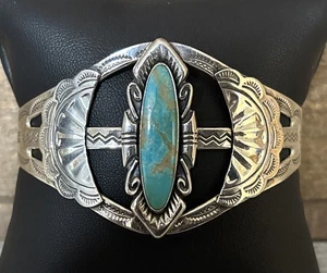 Bracciale Bell Trading Post argento sterling turchese sud-ovest stile nativo - Foto 1 di 8