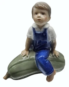 Royal Copenhagen Porcelain Figurine Boy Eggplant Watermelon Goard Denmark #153 - Picture 1 of 9