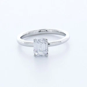 1.2CT AGI Lab-Created Diamond E/VVS1 Emerald Cut Platinum Classic Solitaire Ring - Picture 1 of 4