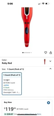 CHI Spin N Curl 1" Curling Iron - Ruby Red (CA2288) - Image 1 of 4