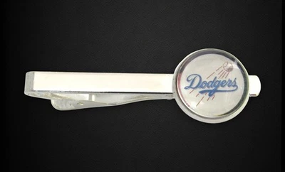 Baseball Card Tie Clip, LA Dodgers Wedding Jewelry Tie Bar - Image 1 of 4