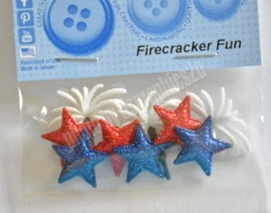 Firecracker Fun / Americana USA Patriotic / White Sparkers w Red & Blue Stars - Picture 1 of 3