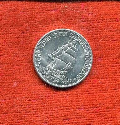 FAST FOOD RESTURANT LONG JOHN SILVER SHIP IN SAIL JIM HAWKINS UNC TOKEN NR 4.25 - Image 1 of 2