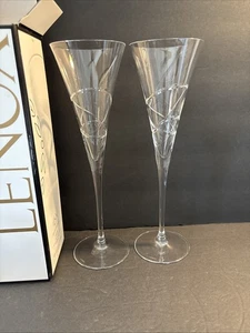 Lenox Adorn Champagne Toasting Flutes Set of 2 Crystal Glasses Boxed NEW - Picture 1 of 12