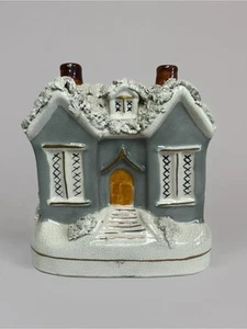 Antique 1800’s Staffordshire Ceramic Cottage ~ Money Bank - Picture 1 of 7