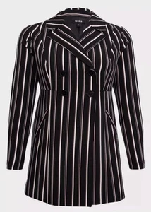 NEW Torrid A Line Double Breasted Striped Jacket Lined Size 2X - Picture 1 of 9