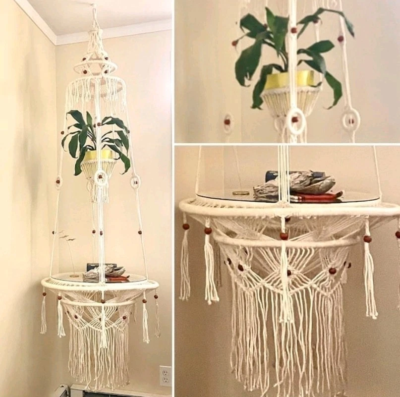 Soporte Para Plantas De Macramé Francés Pinus De Madera