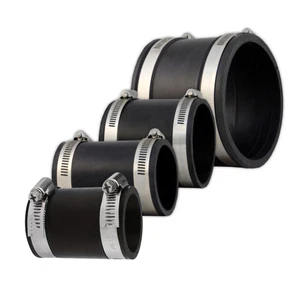 Heavy-Duty Flexible Rubber Coupling Pipe Connector with Clamps 1-1/2'', 1-1/4'' - Picture 1 of 8