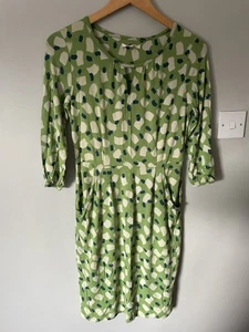 White Stuff Size 10 Green White Spotty Spotted Knee Length Dress - Picture 1 of 23