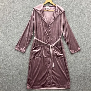 Daydream Berkshire Home Plüsch Velours Wickel Morgenmantel Damen M Dusty Purple Kapuze - Bild 1 von 8