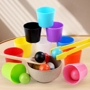 Rainbow Balls in Cups Fine Motor Skill Rainbow Color Sorting Toy for Kids - Picture 1 of 7