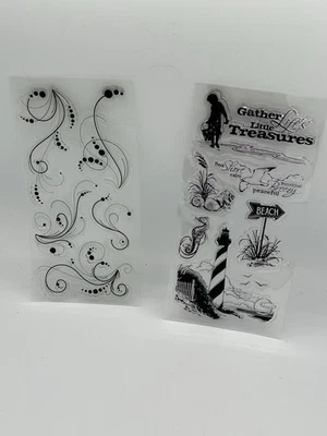 Conjunto de 2 conjuntos de selos de acrílico transparente por Inkadinkado NOVAS conchas de redemoinhos de praia e muito mais! - Imagem 1 de 3