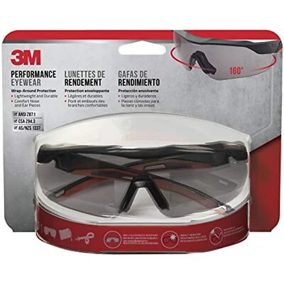 Gafas de seguridad 3M 47091-WZ4, diseño aerodinámico, negras con marco de acento rojo, grises Foto 1 de 3