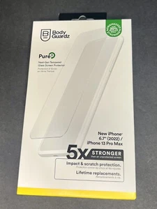 BodyGuardz Pure 3 Tempered Glass Screen Protector for Apple iPhone 13/14 Pro Max - Zdjęcie 1 z 2